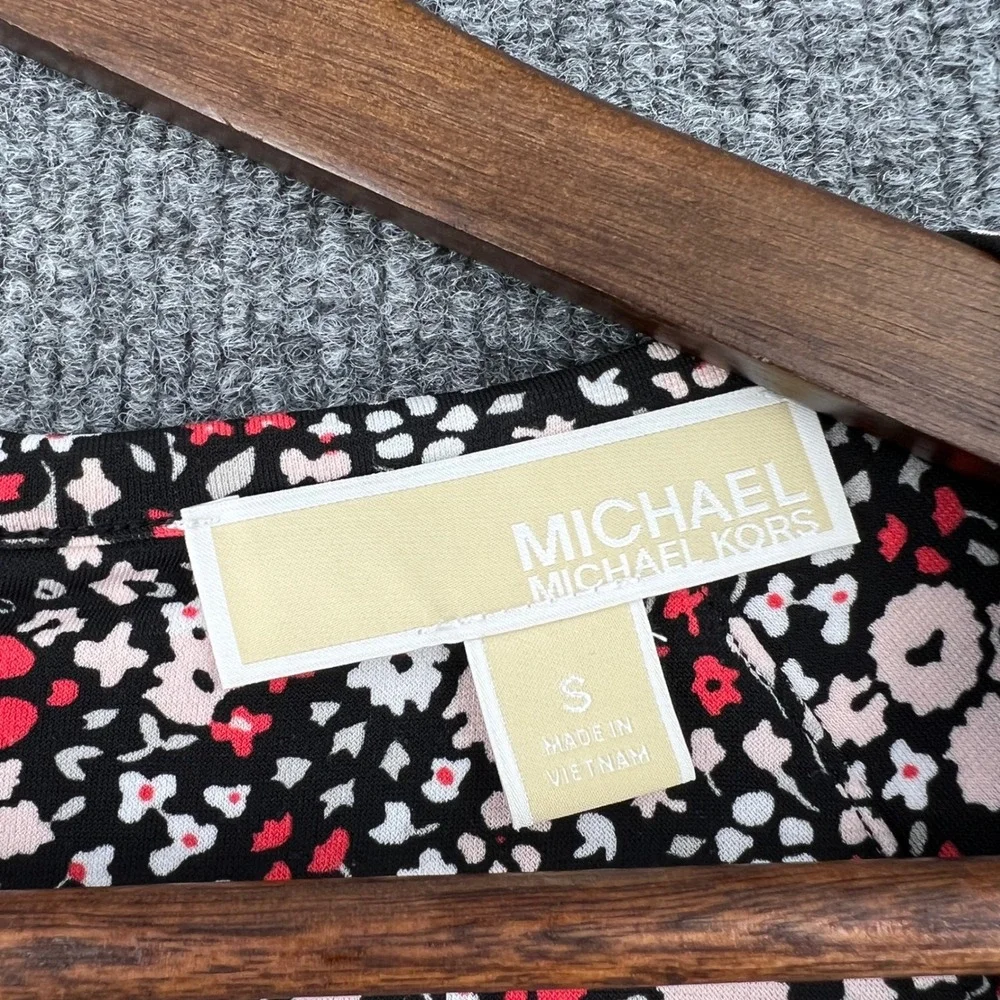 Michael Kors Floral Fit & Flare Dress Womens Small Black Red Ditsy Print Mod
